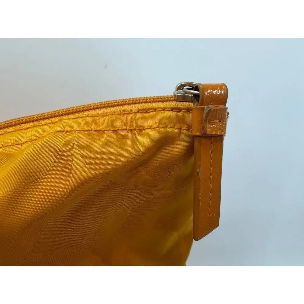 Coach Signature Nylon Tote Bag Orange Large Shoulder Travel Zip Top